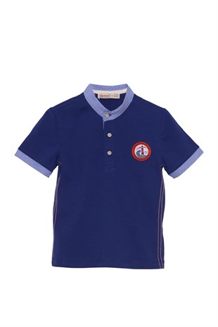 Silversunkids | Boys Kids Navy Blue Polo Collar T-Shirt | BK 217995-2