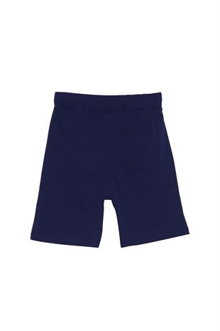 Silversunkids | Boys Kids Navy Blue Articles Knitted Shorts | SC 217757