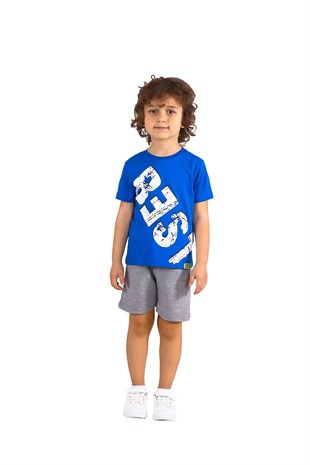 Silversunkids | Boys Kids navy blue color Printed Bicycle Collar T-Shirts and Shorts Team | Kt 218027