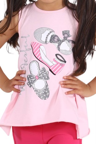 Silversunkids | Girl child pink colored sleeveless t-shirts and shorts suit | Kt 217669