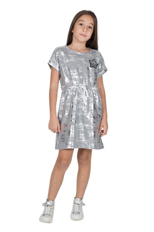 Silversunkids | Girl Teenager Gray Melange color Waist Bright Knitted Dress Additional 315921