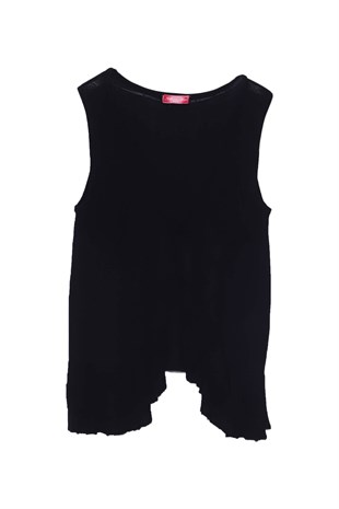 Black Frilly Knitwear Vest|T 23269