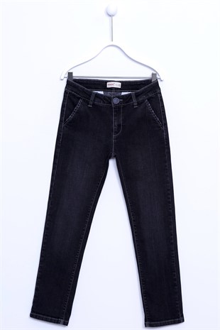 Siyah Renkli Kot Pantolon Denim 4 Cepli Yıkamalı Kot Pantolon Erkek Çocuk |PC 310585