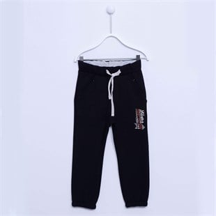 Black color Sweat Pants Knitted Printed Elastic Waist And Elastic Sweatpants Boy |JP-212584