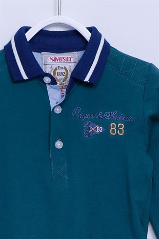 Green Color Buttoned Polo Collar Long Sleeve Baby Boy T-Shirt |BK 110217